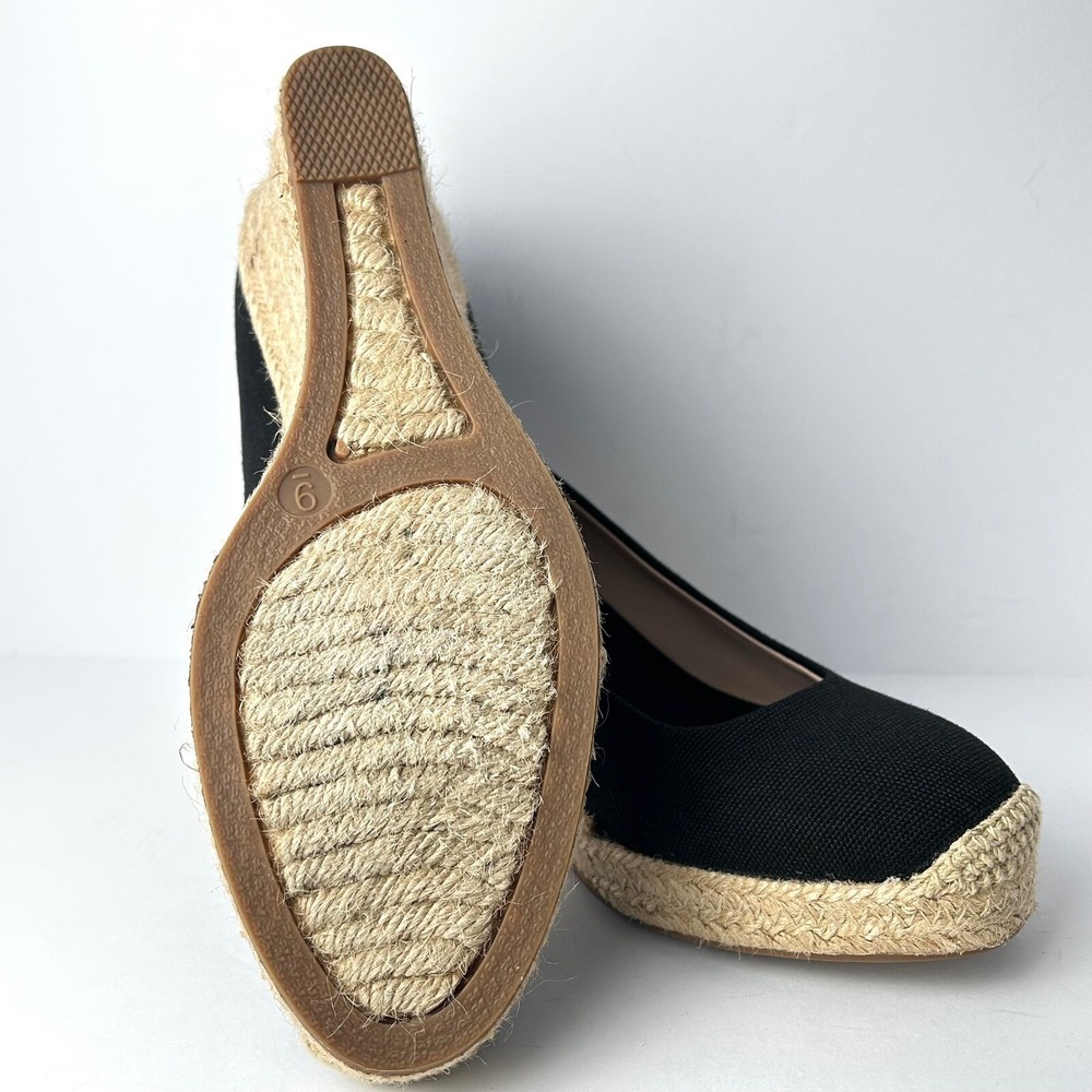 J. Crew Seville Espadrille Wedge‎ Heels Classic Canvas Black Wedges Shoes Size 7 - Picture 6 of 7